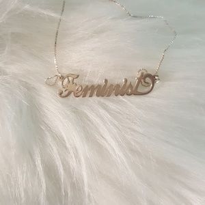 Feminist Name Necklace Silver